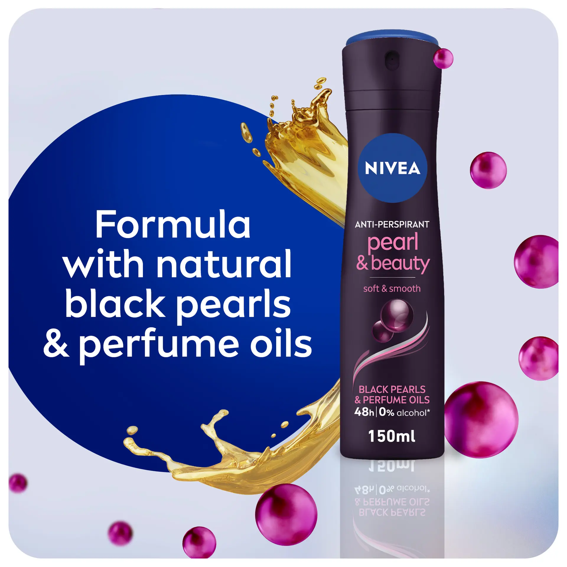 NIVEA Antiperspirant for Women Pearl & Beauty Black Pearl & Perfume Oils Spray 150 ml - view 3