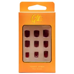 Glitz Press On Nails Square Russet Brown #23