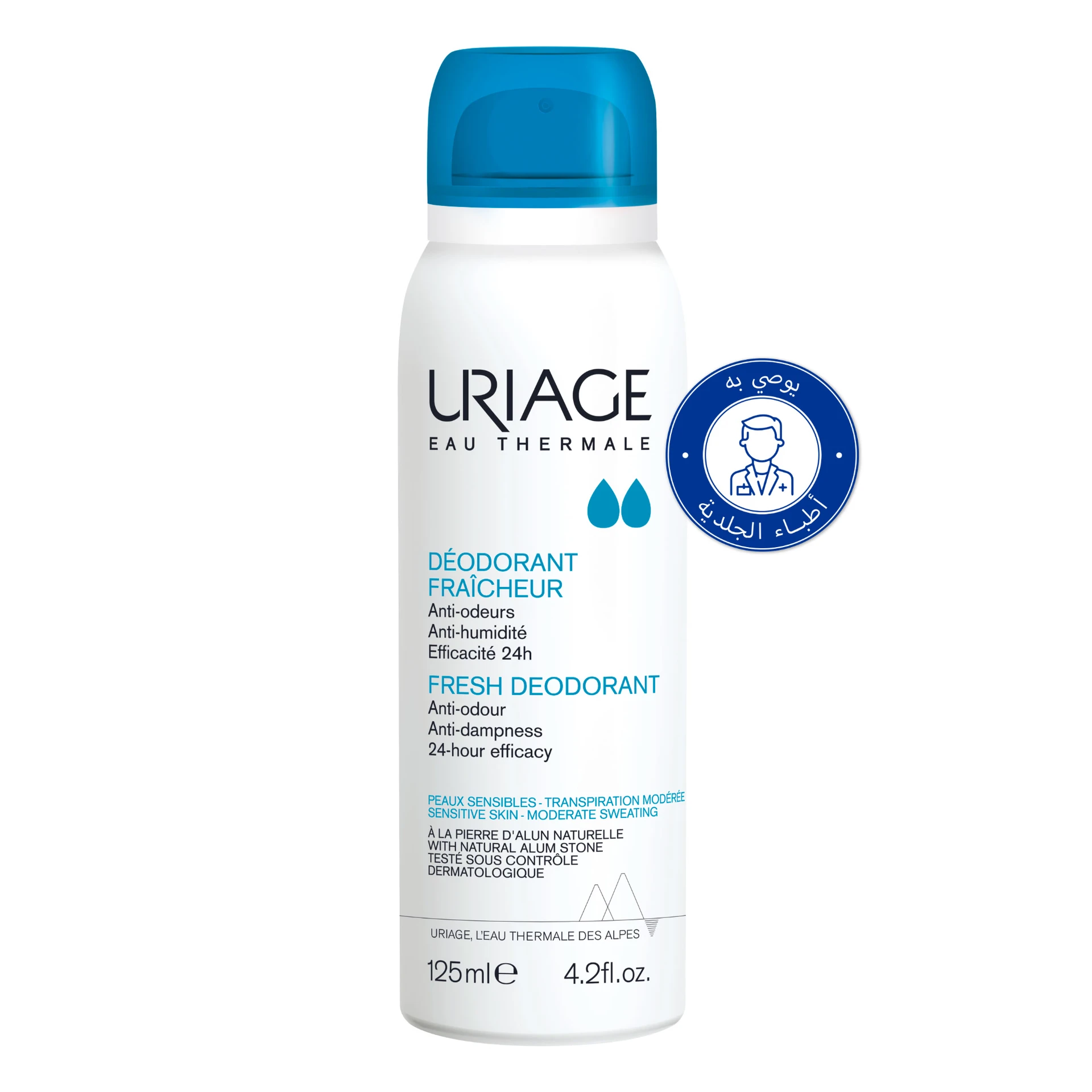 Uriage  Deodorant Spray With Alum Stone Extract And Almond Oil For Unisex 125 ml