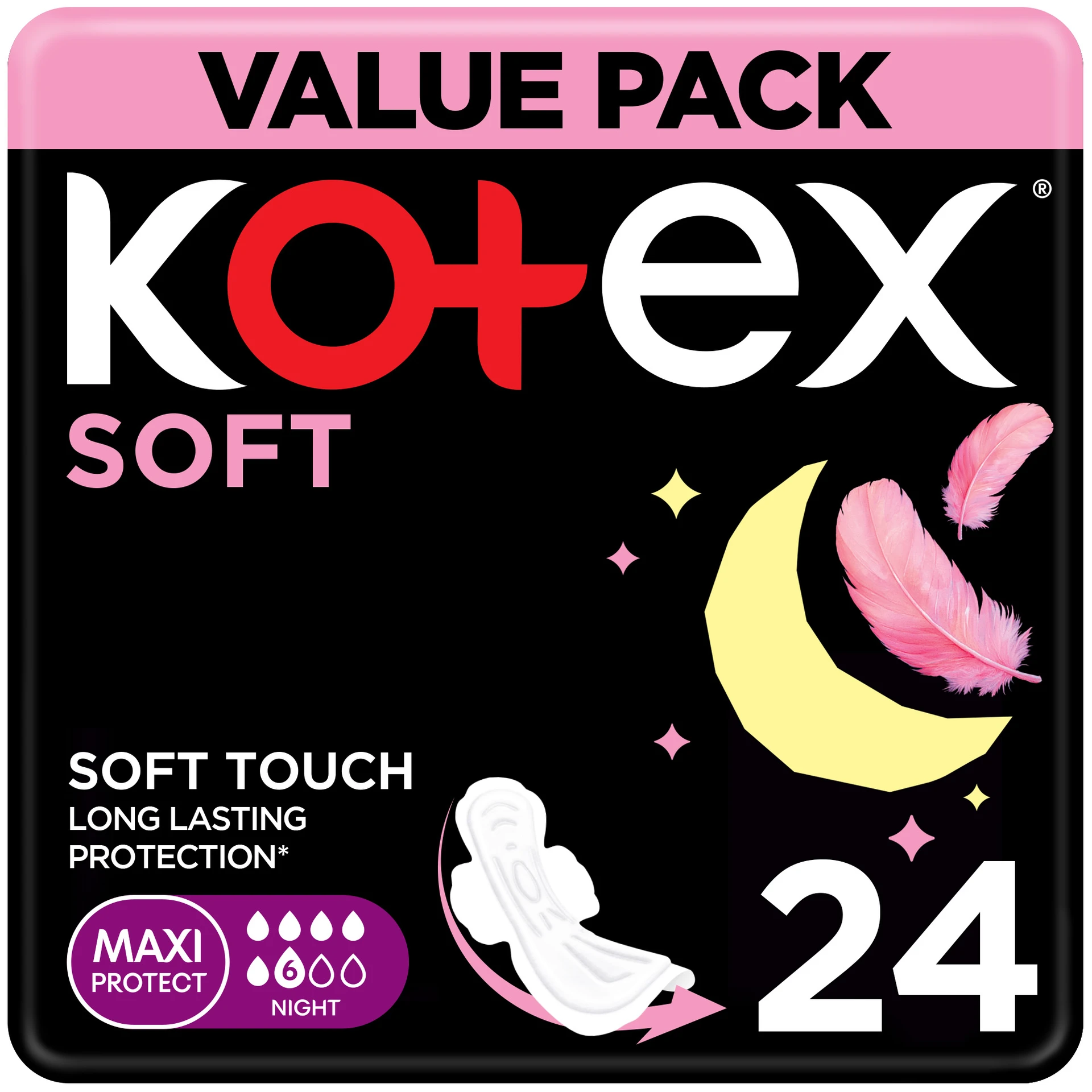 Kotex Maxi Soft Sanitary Pad with Wings Night 24 Pads