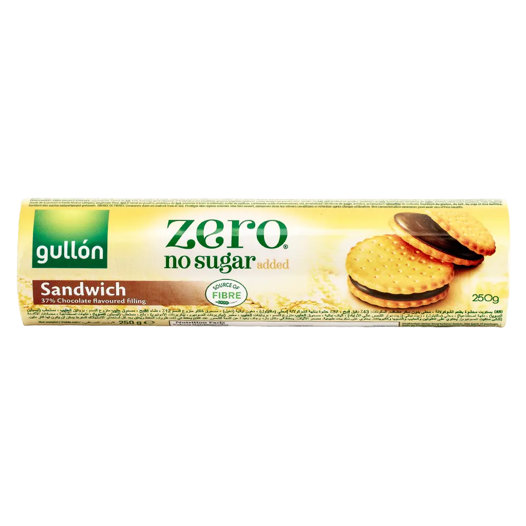Gullon Zero Sandwich Biscuits With Chocolate Sugar Free 250G - view 2