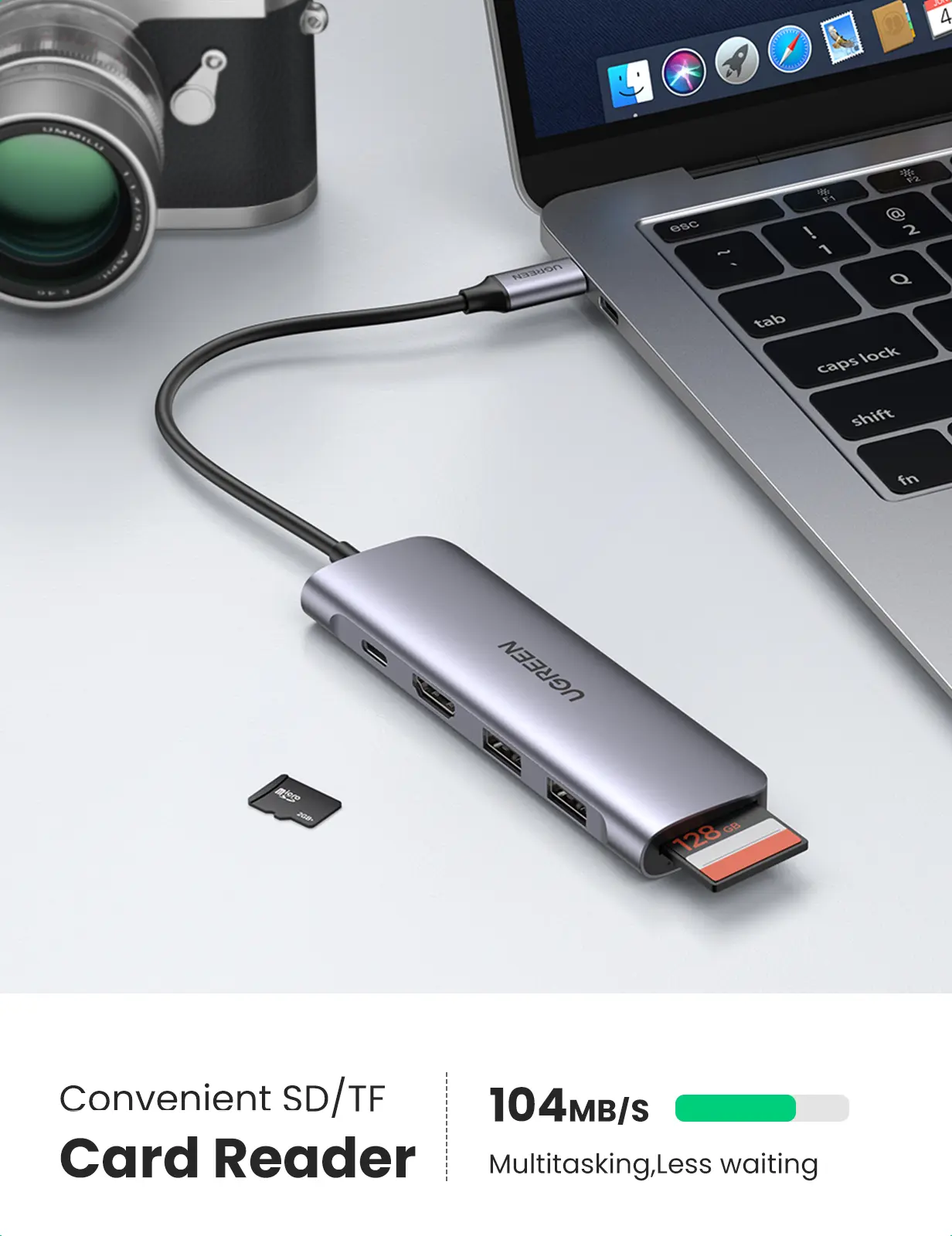 Ugmeen Usb-C to HDMI+2 USB 3.0 A+SDTF+PD Converter - view 3