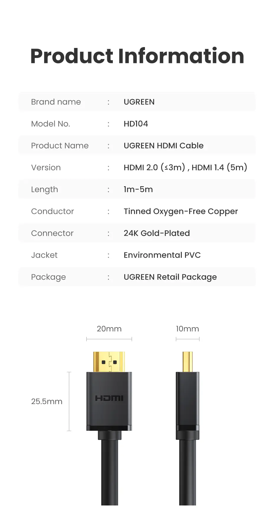 Ugreen HDMI Cable 2m Black - view 9
