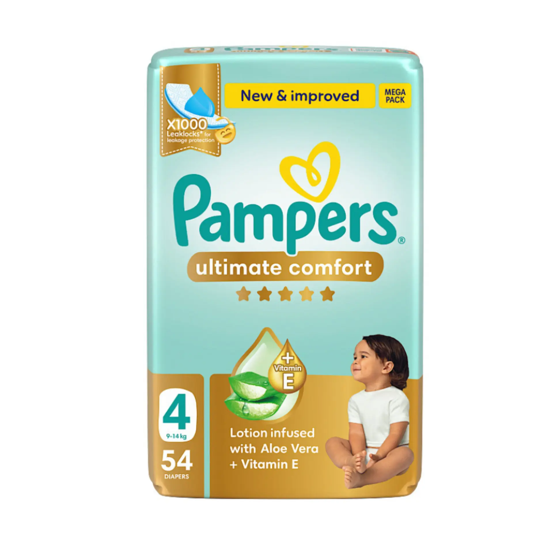 Pampers Diapers Ultimate Comfort Taped Size 4 Aloe Vera Lotion & Vitamin E 54 Diapers  - view 2