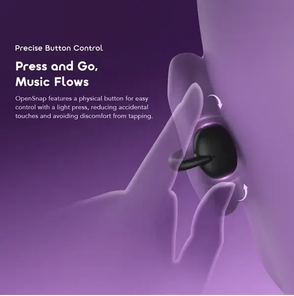 Oraimo OpenSnap Clip On Open Ear True Wireless Earbuds Black - view 7