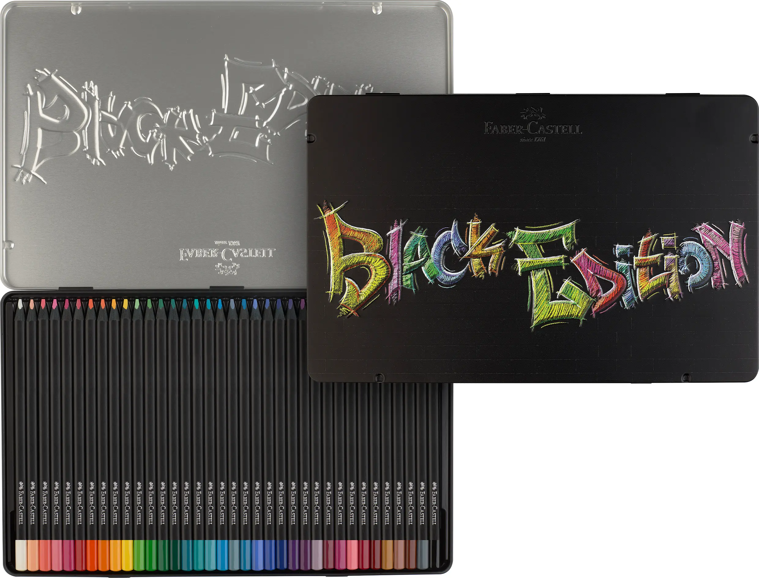 Faber Castell Colour Pencils Black Edition Flat Tin of 36 Color - view 2