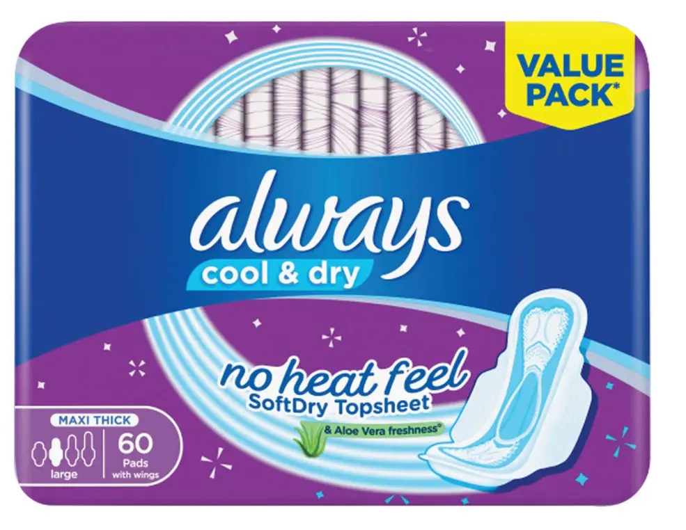 Always Cool & Dry No Heat Feel Maxi Thick Large Sanitary Pads - 60 Pads - view 1