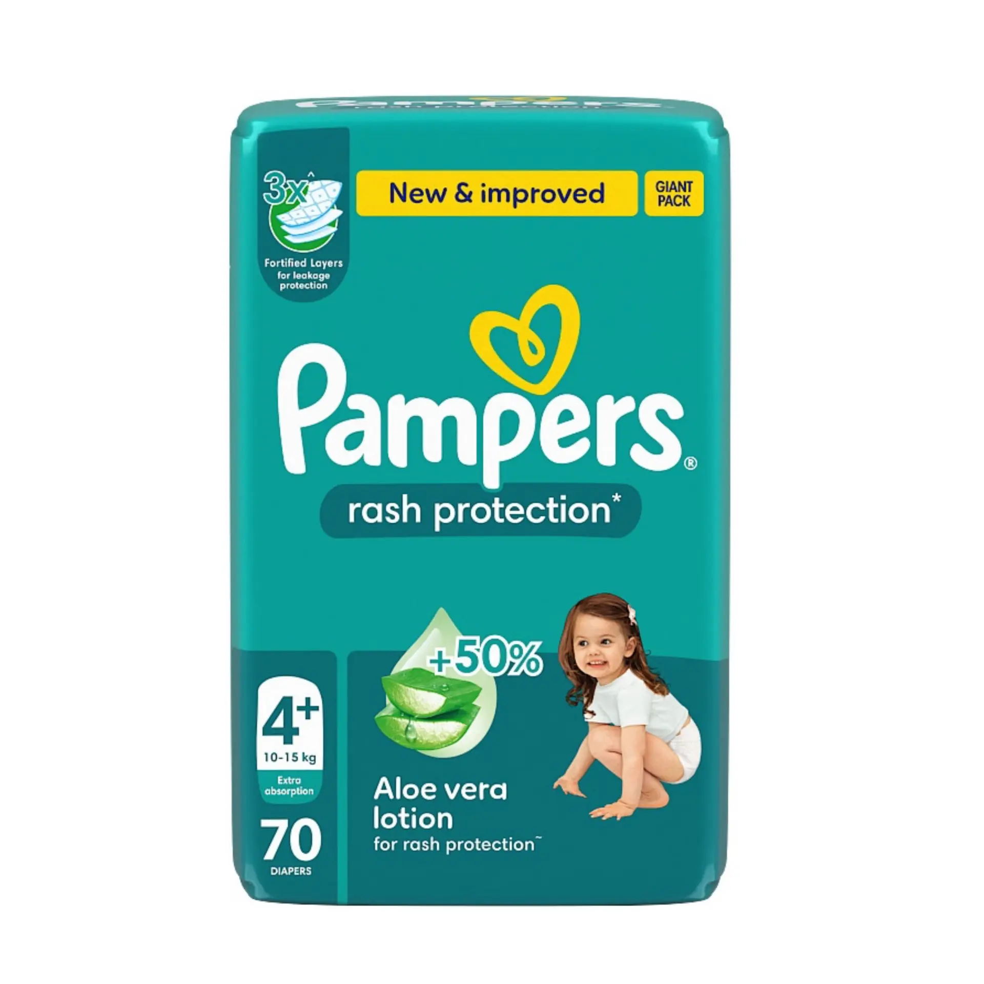 Pampers Diapers Rash Protection Taped Size+ 4 Aloe Vera Lotion 70 Diapers  - view 2