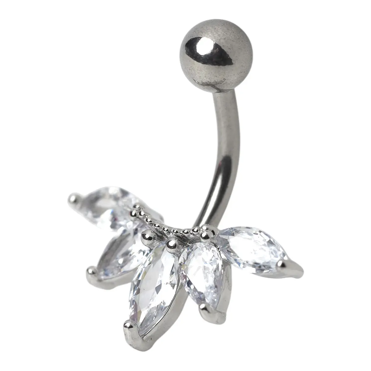 Glitz Body Ring Silver with Crystal flower - view 2