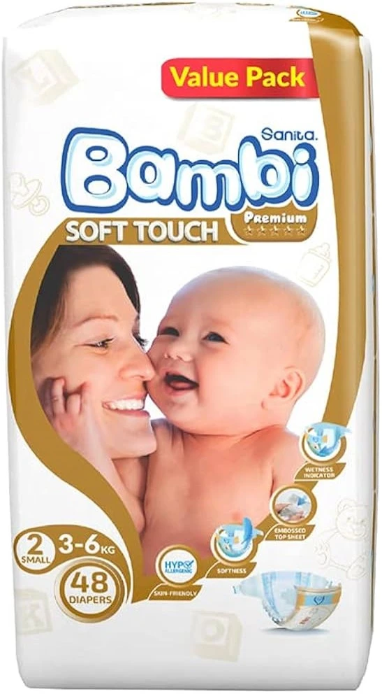 Bambi Premium Soft Touch Diapers, 48s