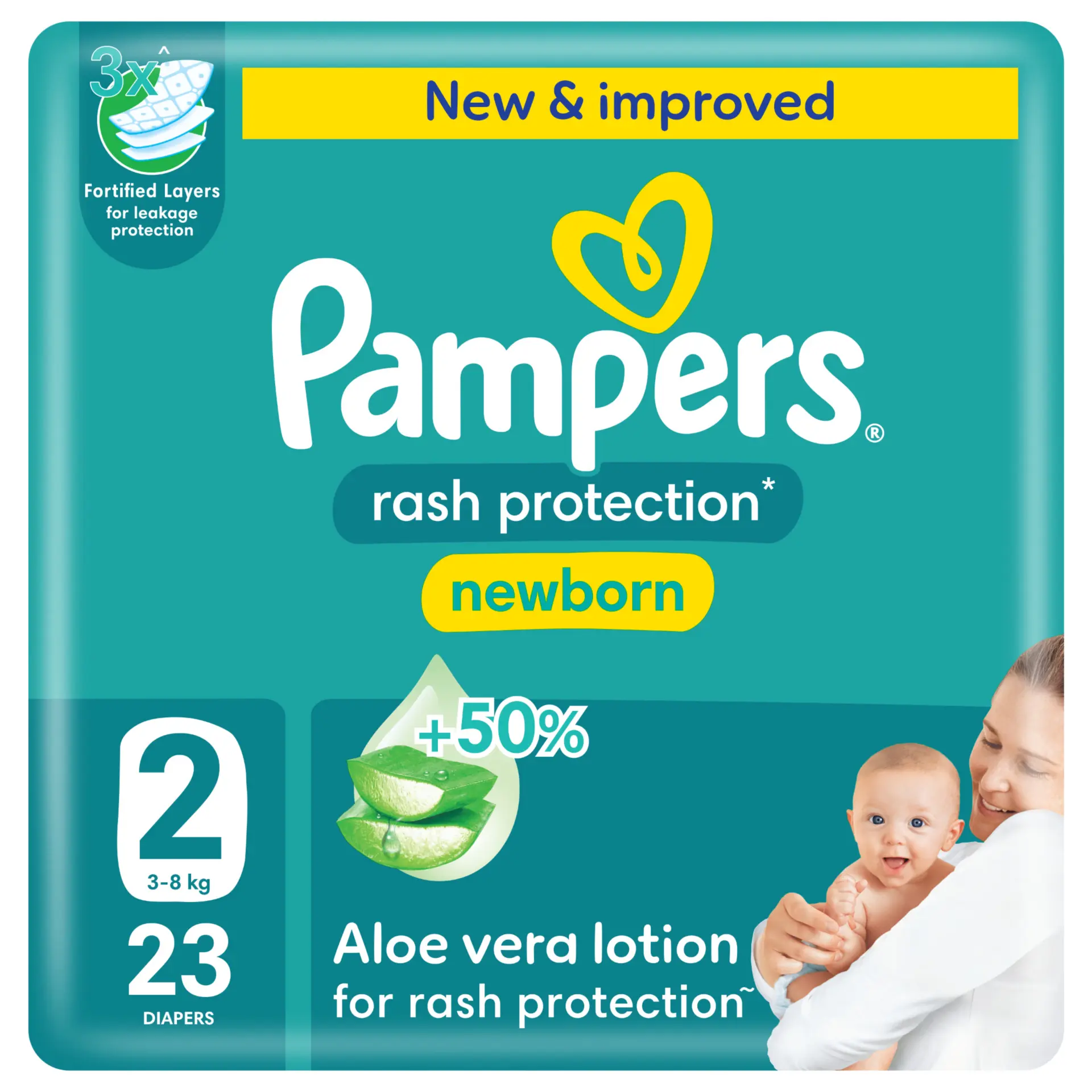Pampers Diapers Rash Protection Taped Size 2 Aloe Vera Lotion  23 Diapers  - view 1