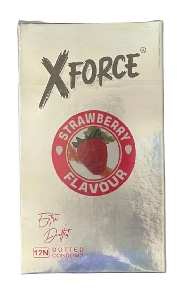 XForce Dotted Condom Strawberry 12 Pieces