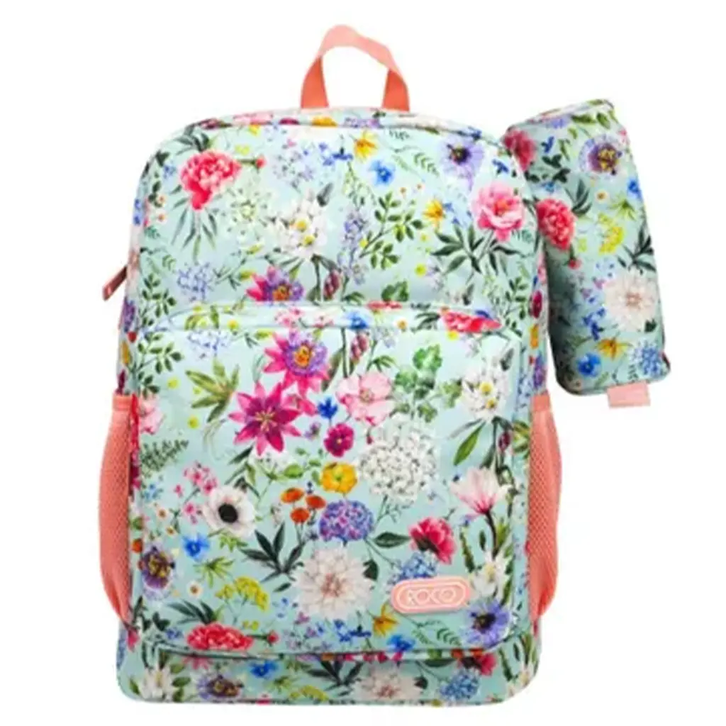Roco Bag Backpack With Pencil Case 17 inchFlower Green - view 1