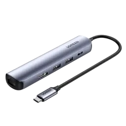 يوجرين محول USB-C إلى 2 منفذ USB 3.0 + HDMI + RJ45 Ethernet + PD