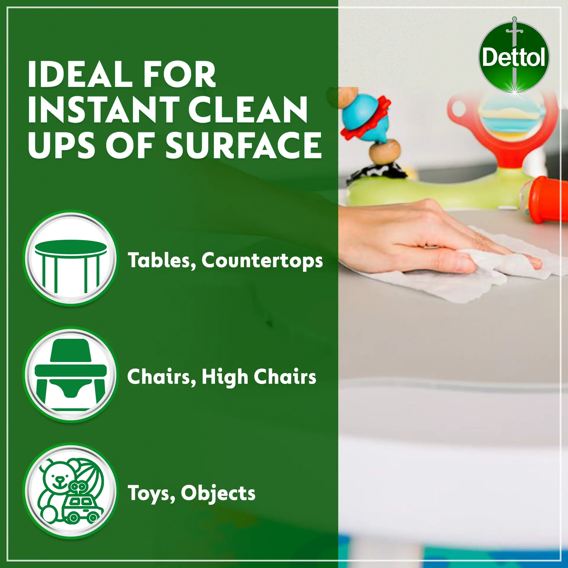 Dettol Original Antibacterial Skin and Surface Wipes 40 pcs - view 3