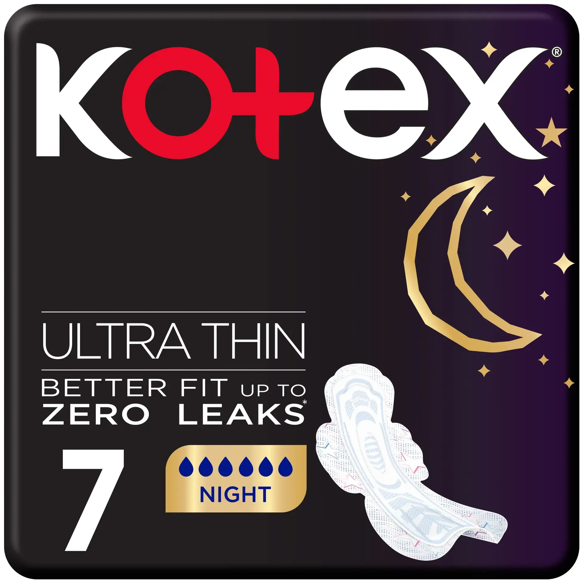 Kotex Ultra Thin Napkins With Wings Night Time 7S - view 2