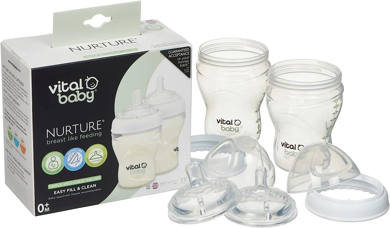 Vital Baby Nurture Breast Like Feeding Bottles 240ml  2 Pcs - view 4