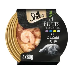 Sheba Cat Food Flavor Selection Filets Mix of 60 gm Domes Pack of 4 