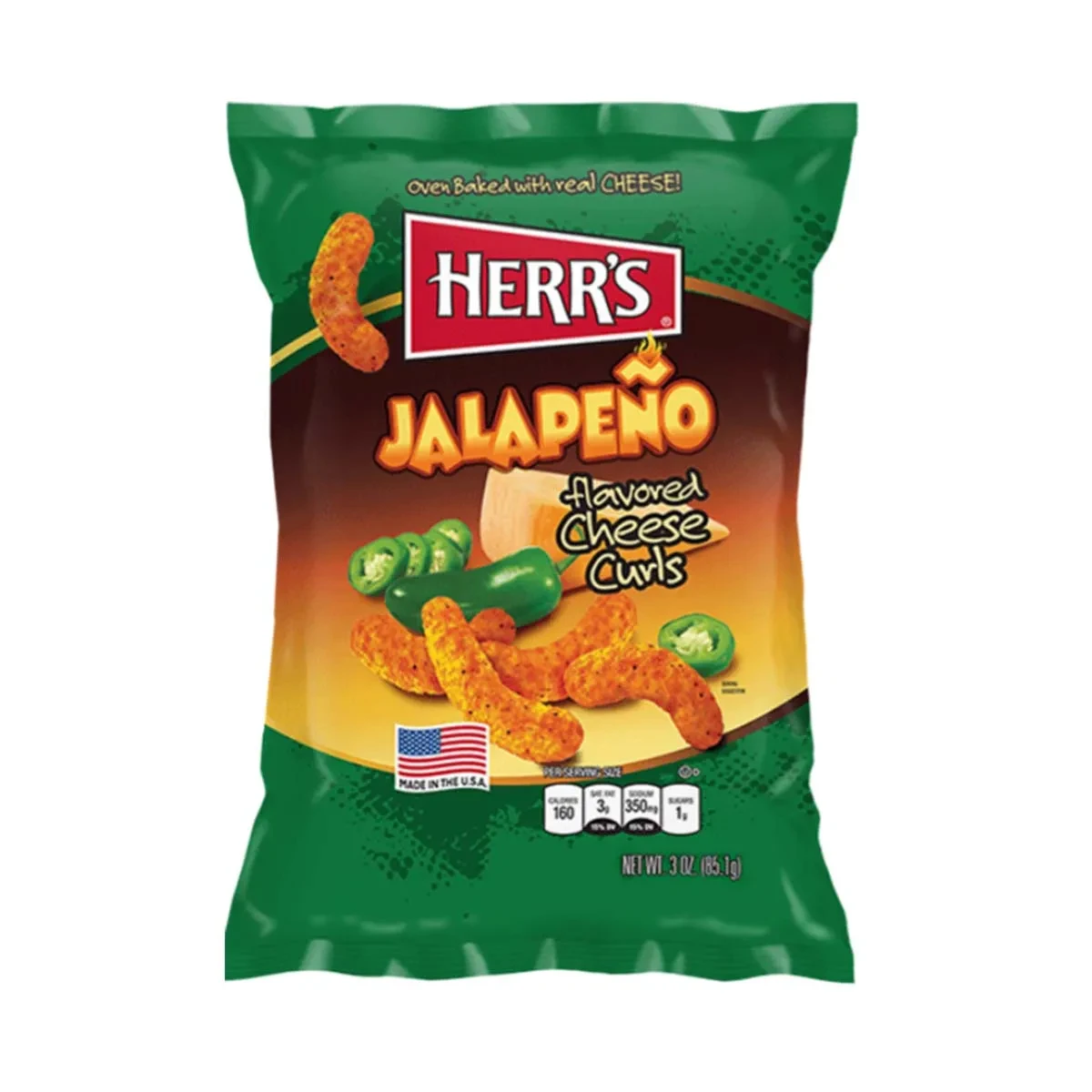 Herr's Jalapeno Poppers Curls Baked Cheese Snacks 170 gm