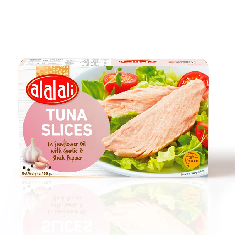 Al Alali Tuna Slices In Sunflower Oil With Garlic & Black Pepper 100 Gm