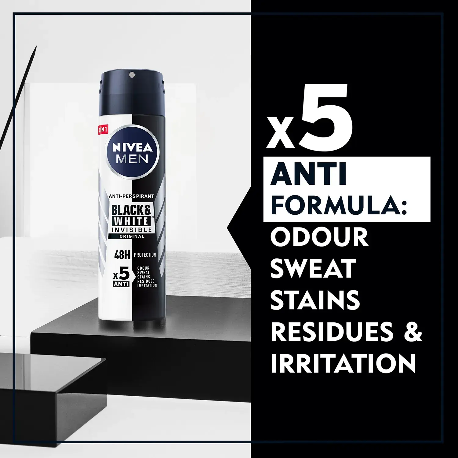 Nivea Men Antiperspirant Deodorant Spray Invisible Black & White Original 150 Ml - view 4