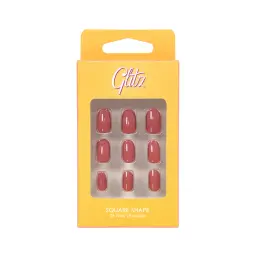 Glitz Press On Nails Oval Maroon 18