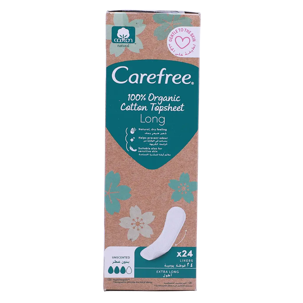 Carefree 100% Organic Cotton Pantyliners Unscented Long 24 pcs - view 2