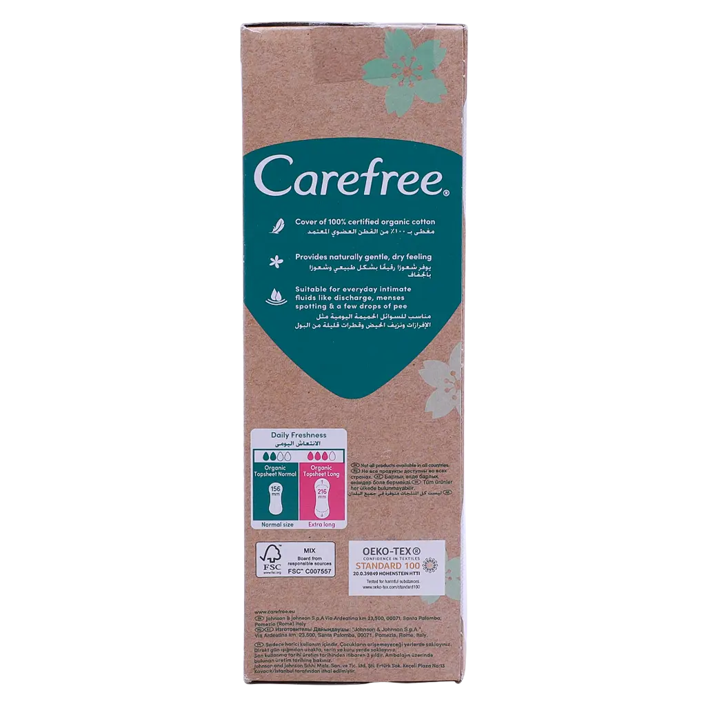 Carefree 100% Organic Cotton Pantyliners Unscented Long 24 pcs - view 3