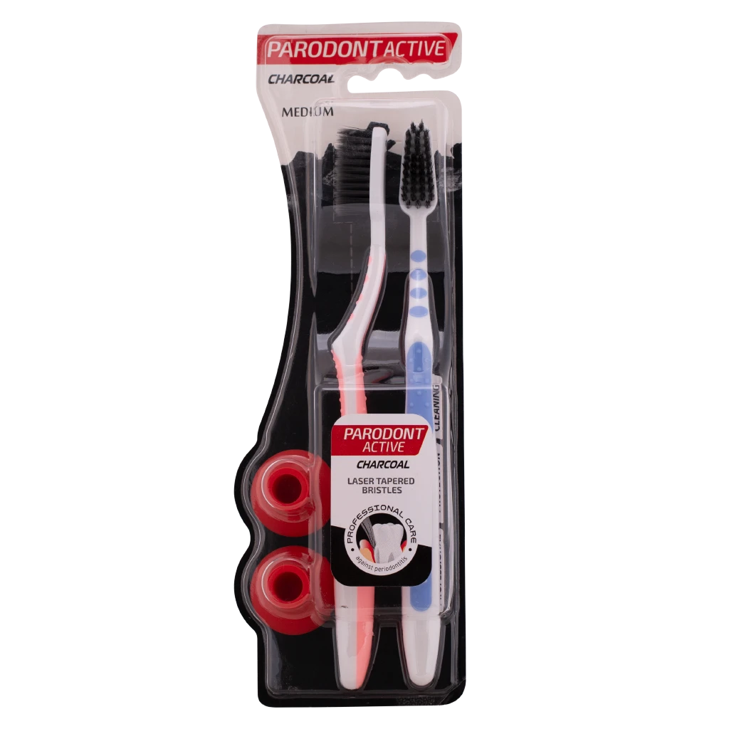 Parodont Active Toothbrush  Charcoal  medium Bristles 2 in 1 