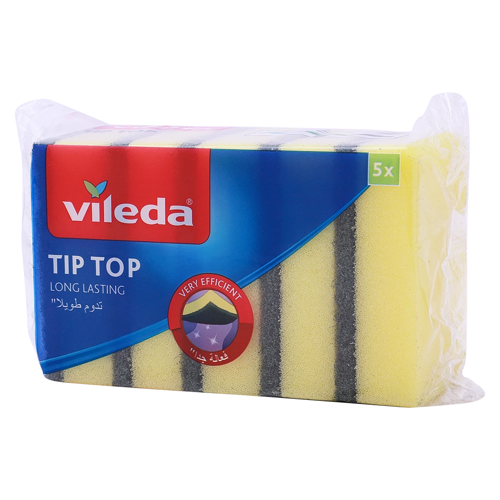Vileda Tip Top Dish Washing Medium Foam Sponge Scourer 5 pcs