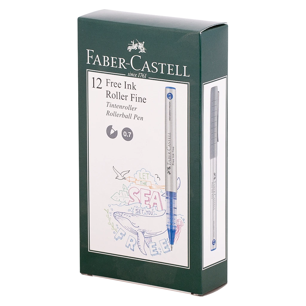 Faber Castell Free Ink Roller 0.7mm Black set of 12