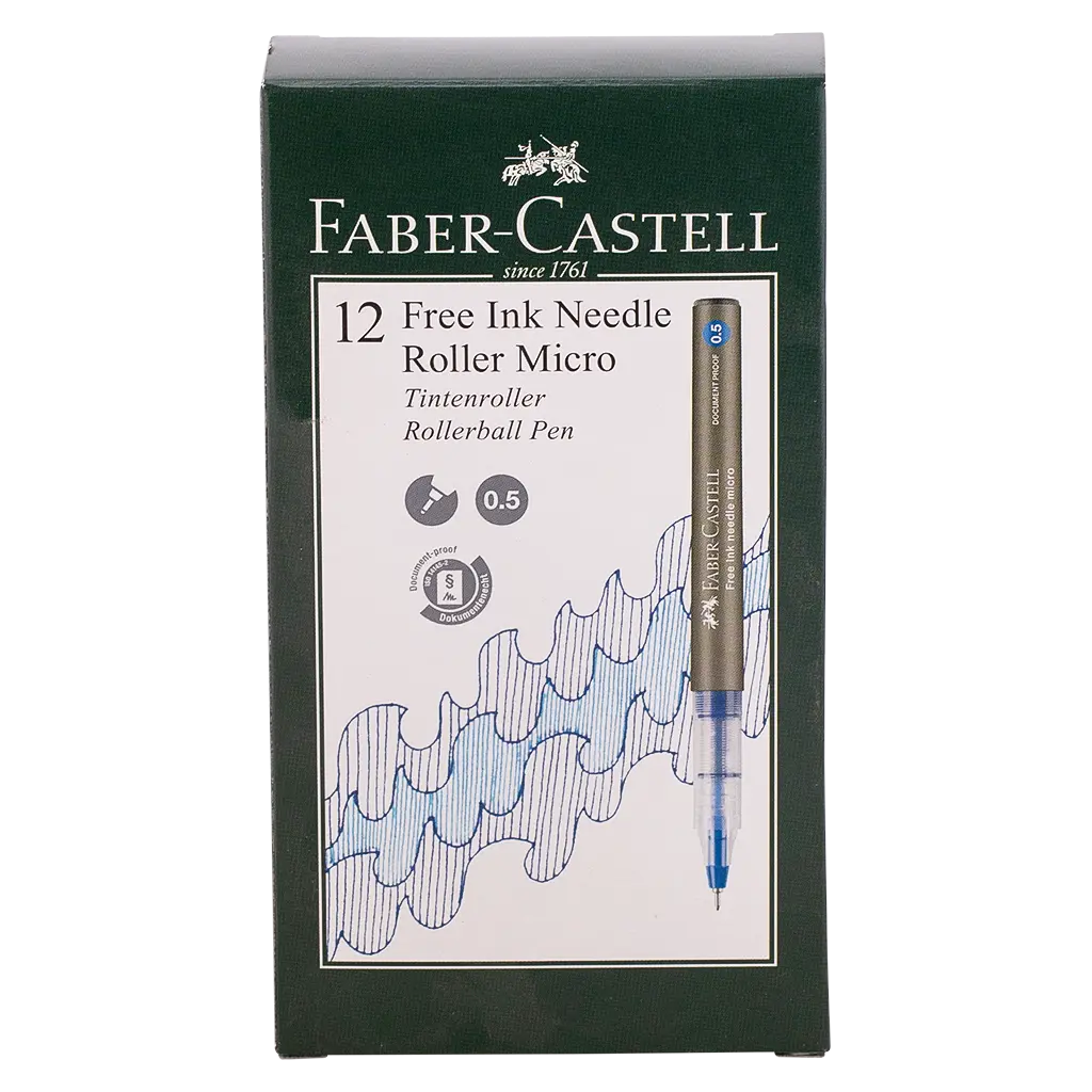 Faber Castell Free Ink Roller Needle 0.5mm Blue set of 12 - view 3