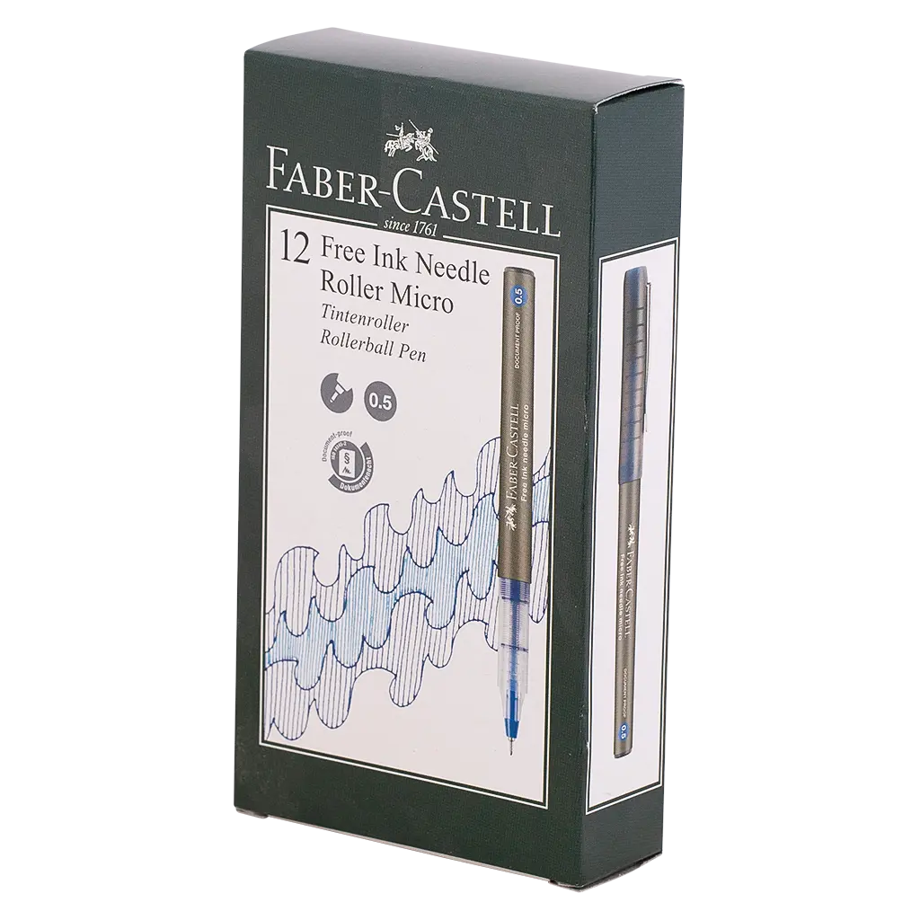 Faber Castell Free Ink Roller Needle 0.5mm Black set of 12 - view 3