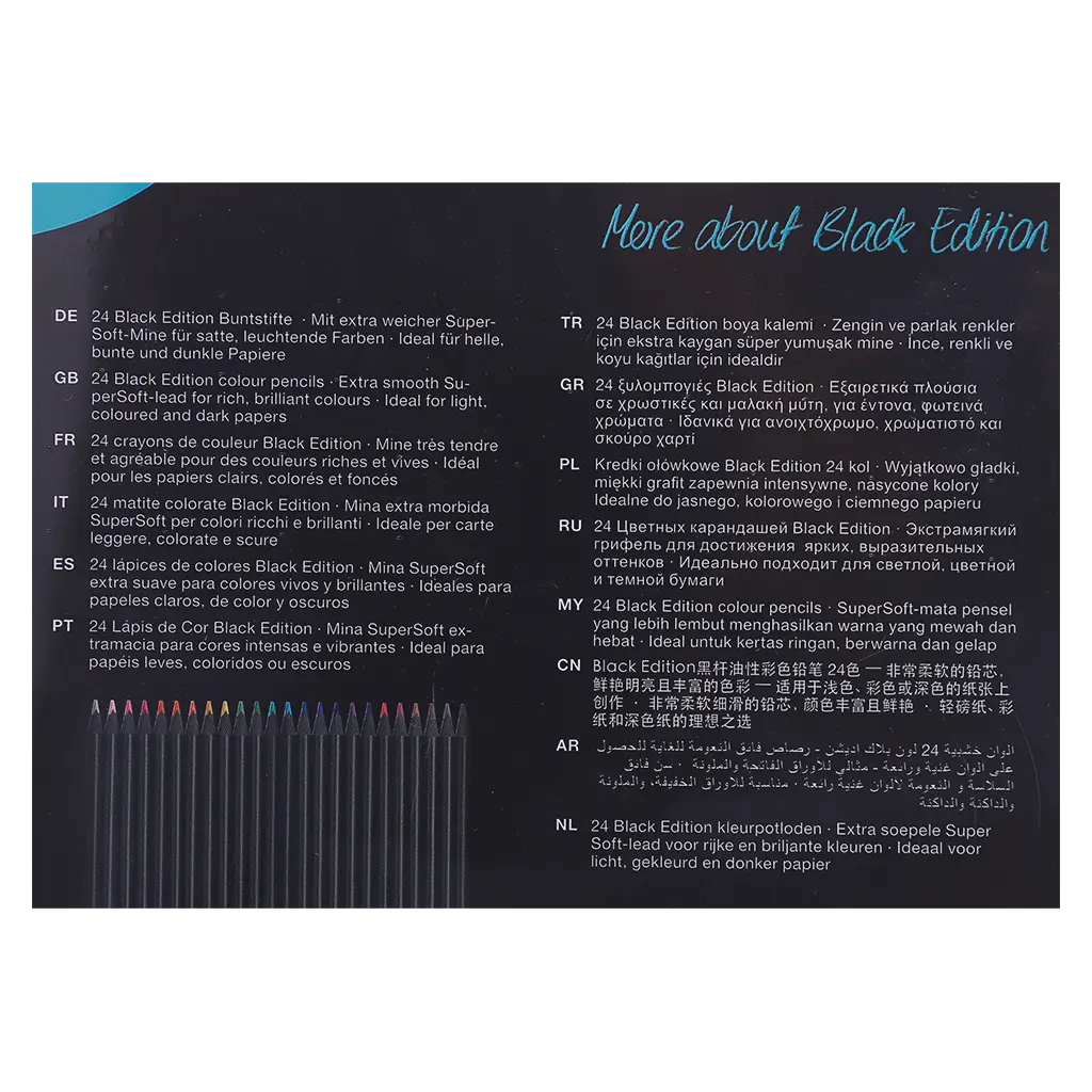 Faber Castell Colour Pencils Black Edition Flat Tin of 24 Color - view 3