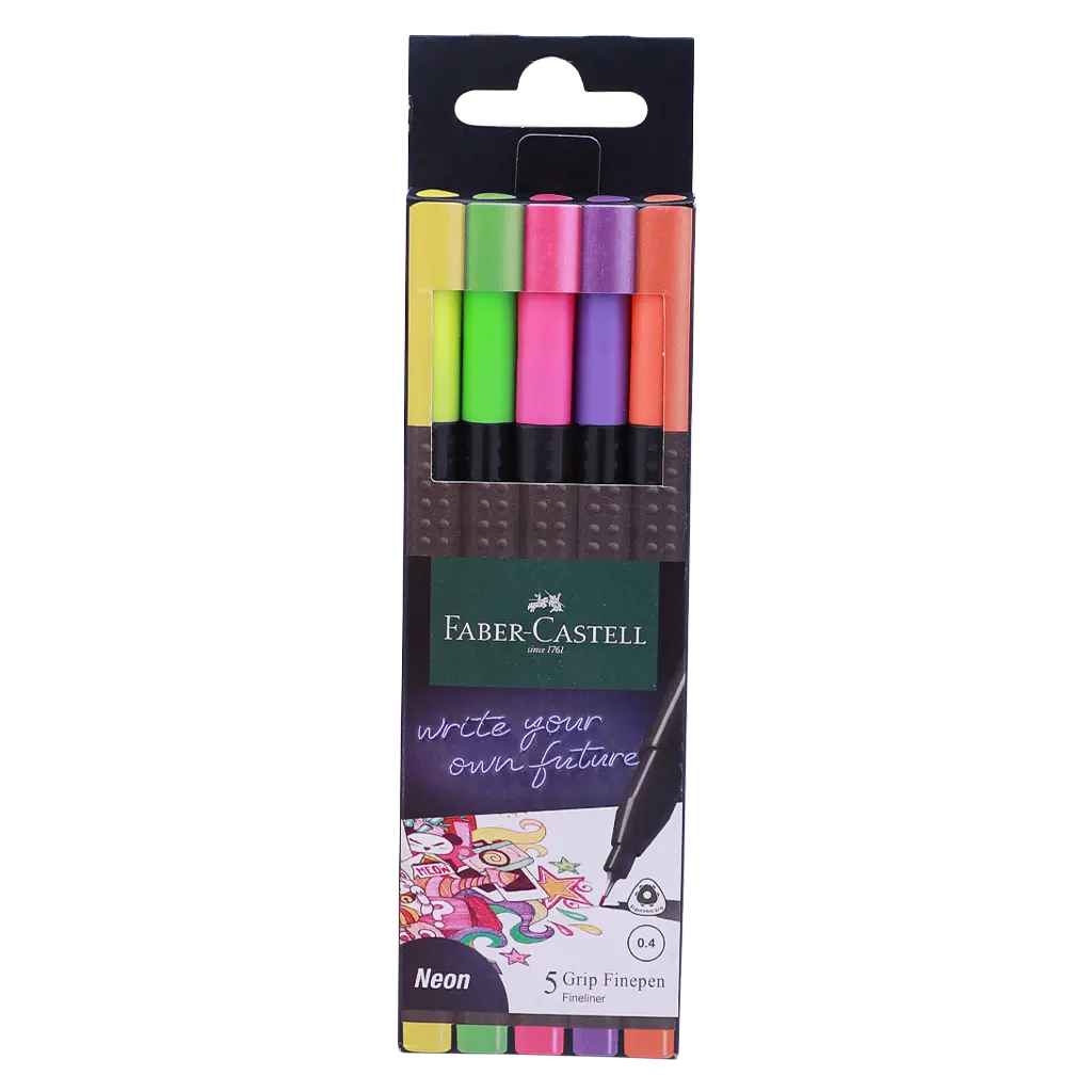 Faber Castell Finepen Grip 0.4 set of  5  Pen  - view 1