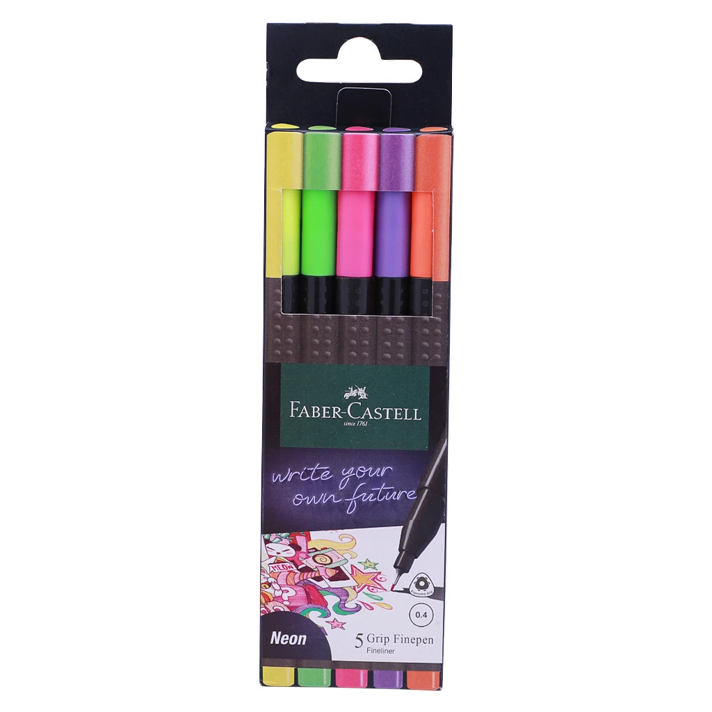 Faber Castell Finepen Grip 0.4 set of  5  Pen 