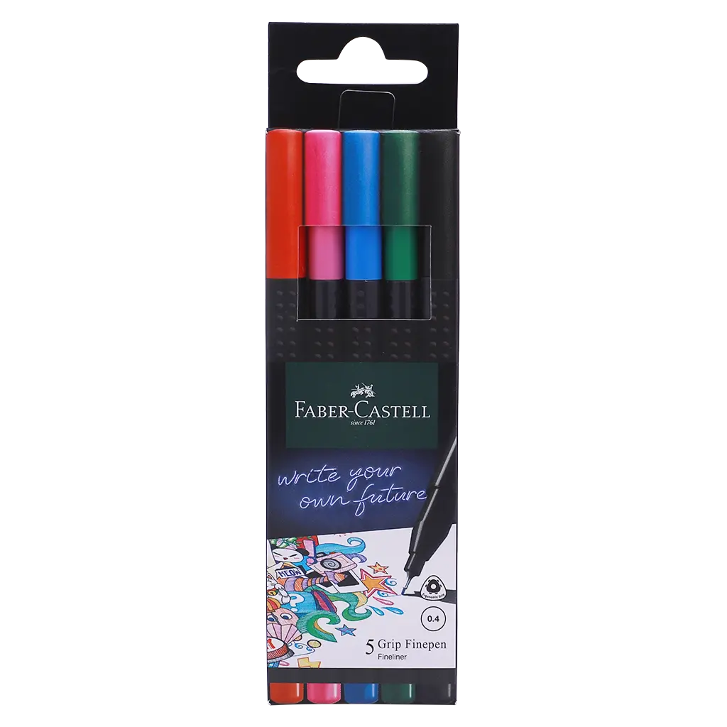 Faber Castell Finepen Grip 0.4 set of 5 Pen  - view 1