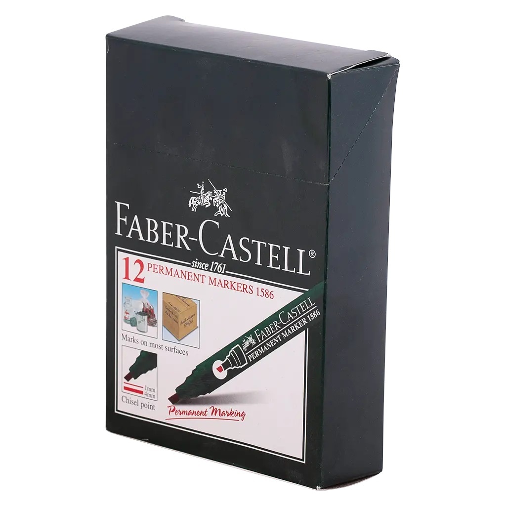Faber Castell Permanent Markers Chisel Tip Red set of 12 - view 1