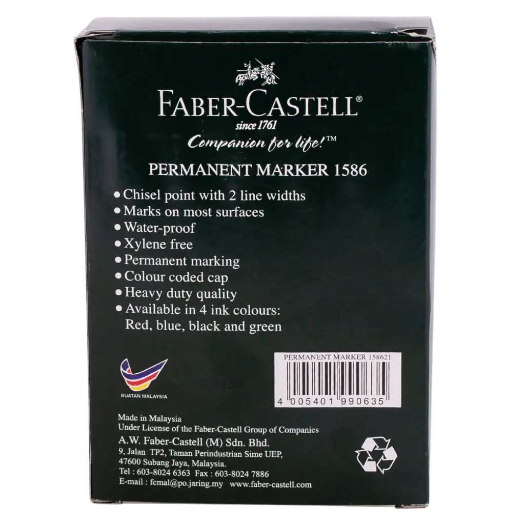Faber Castell Permanent Markers Chisel Tip Red set of 12 - view 3
