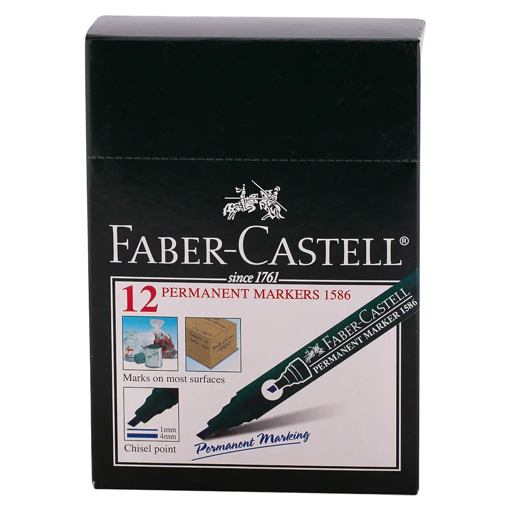 Faber Castell Permanent Markers Chisel Tip Blue set of 12 - view 2