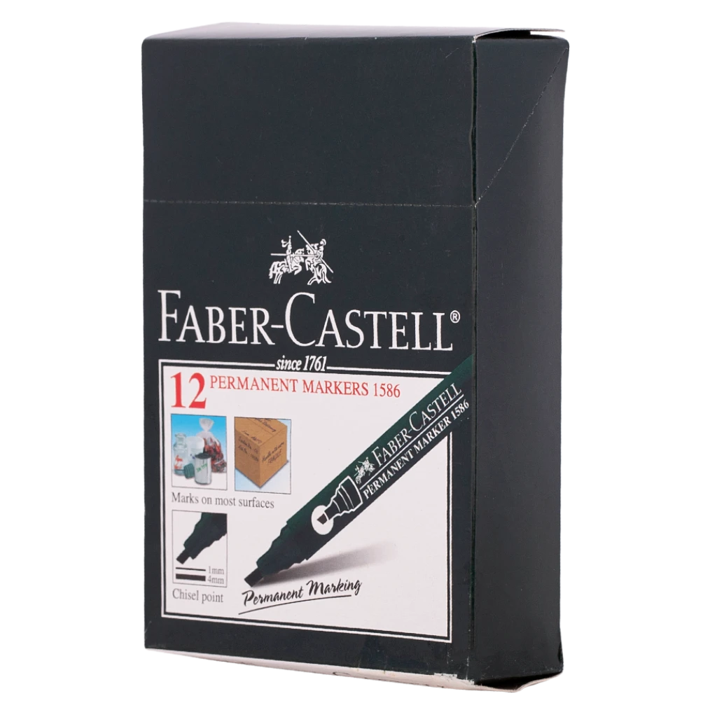 Faber Castell Permanent Markers Chisel Tip Black set of 12