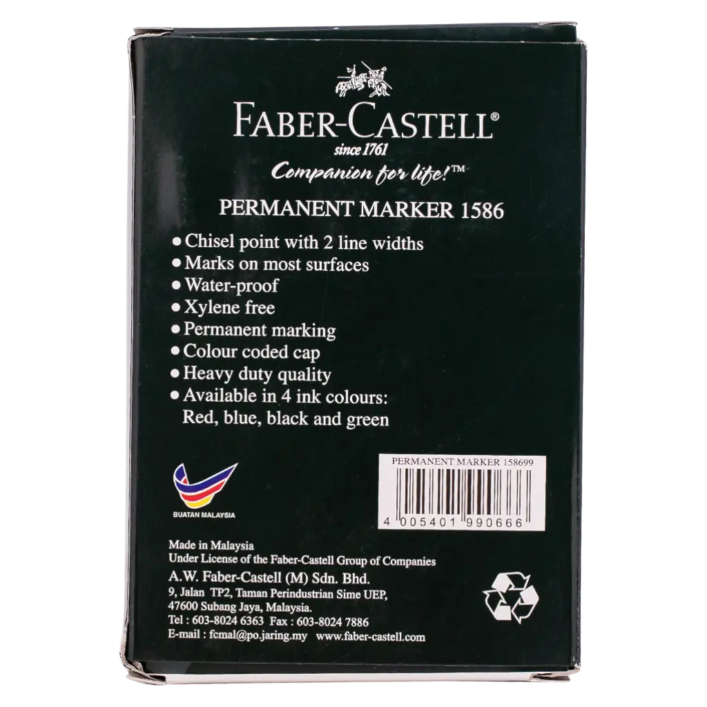 Faber Castell Permanent Markers Chisel Tip Black set of 12 - view 3