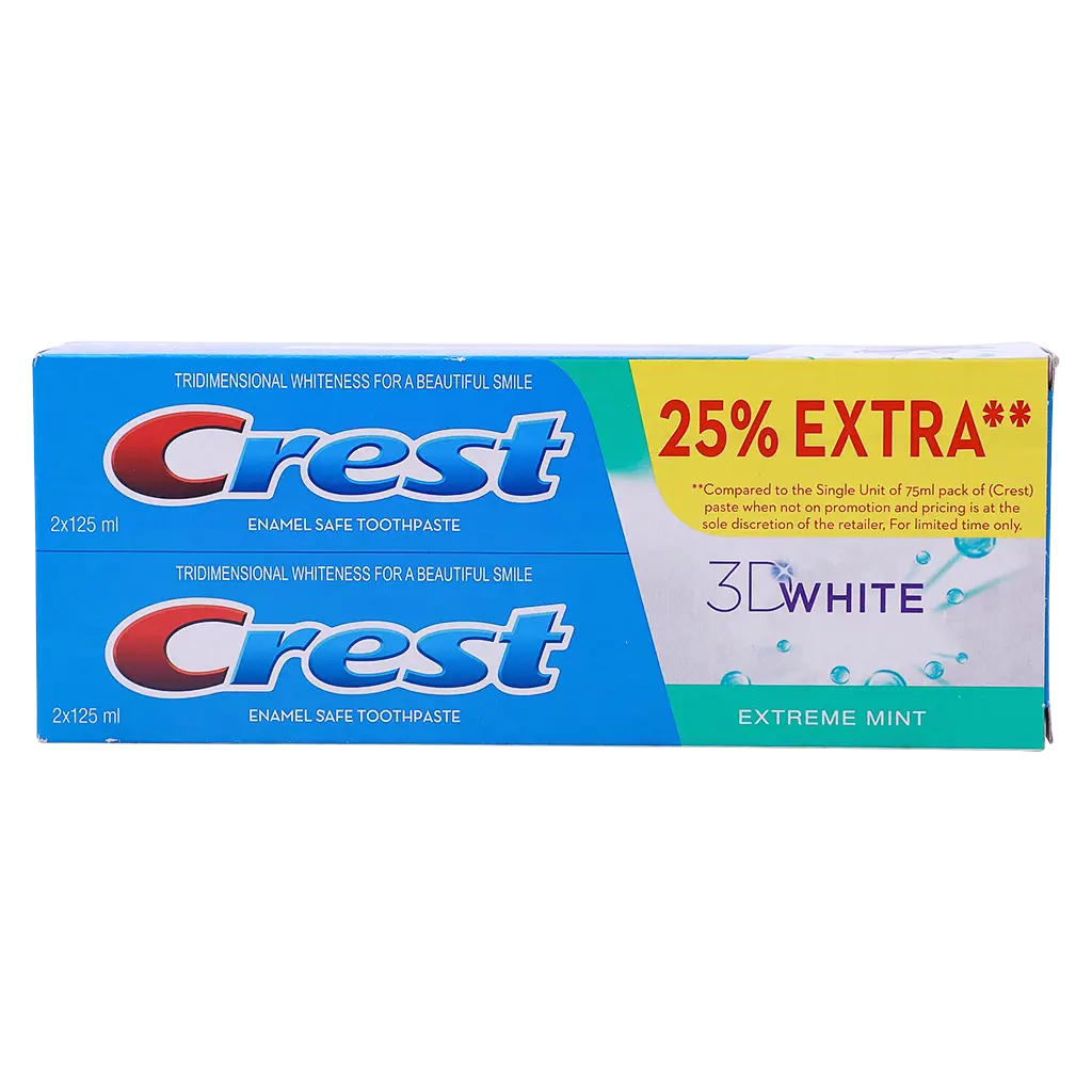 Crest Toothpaste 3D White Extreme Mint 2 X 125 ml +25% Free - view 3