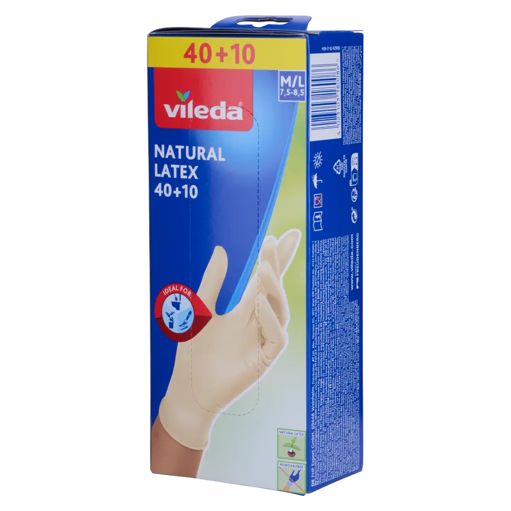 Vileda Latex Disposable Gloves 40+10 Free M/L Size Powderfree Rubber Gloves - view 2