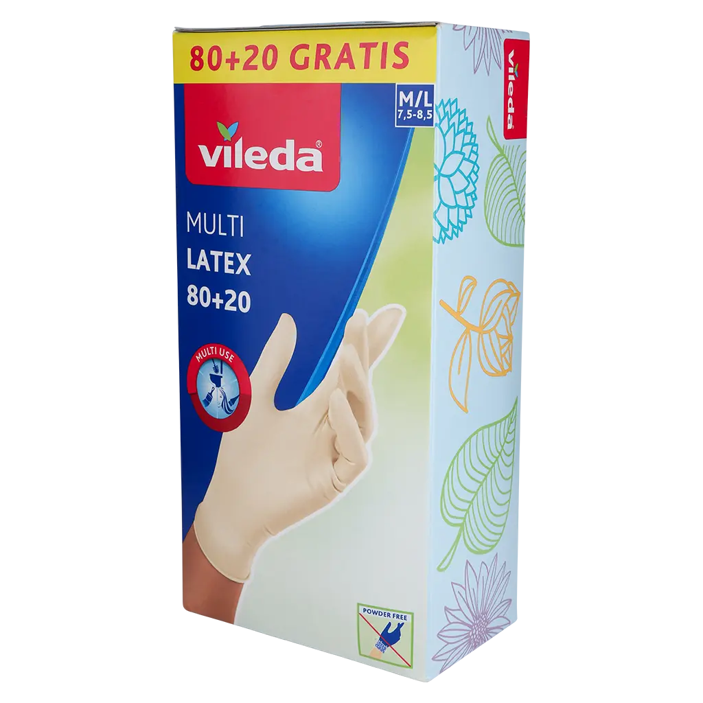 Vileda Latex Disposable Gloves 80+20 M/L size Powderfree Rubber Gloves - view 2