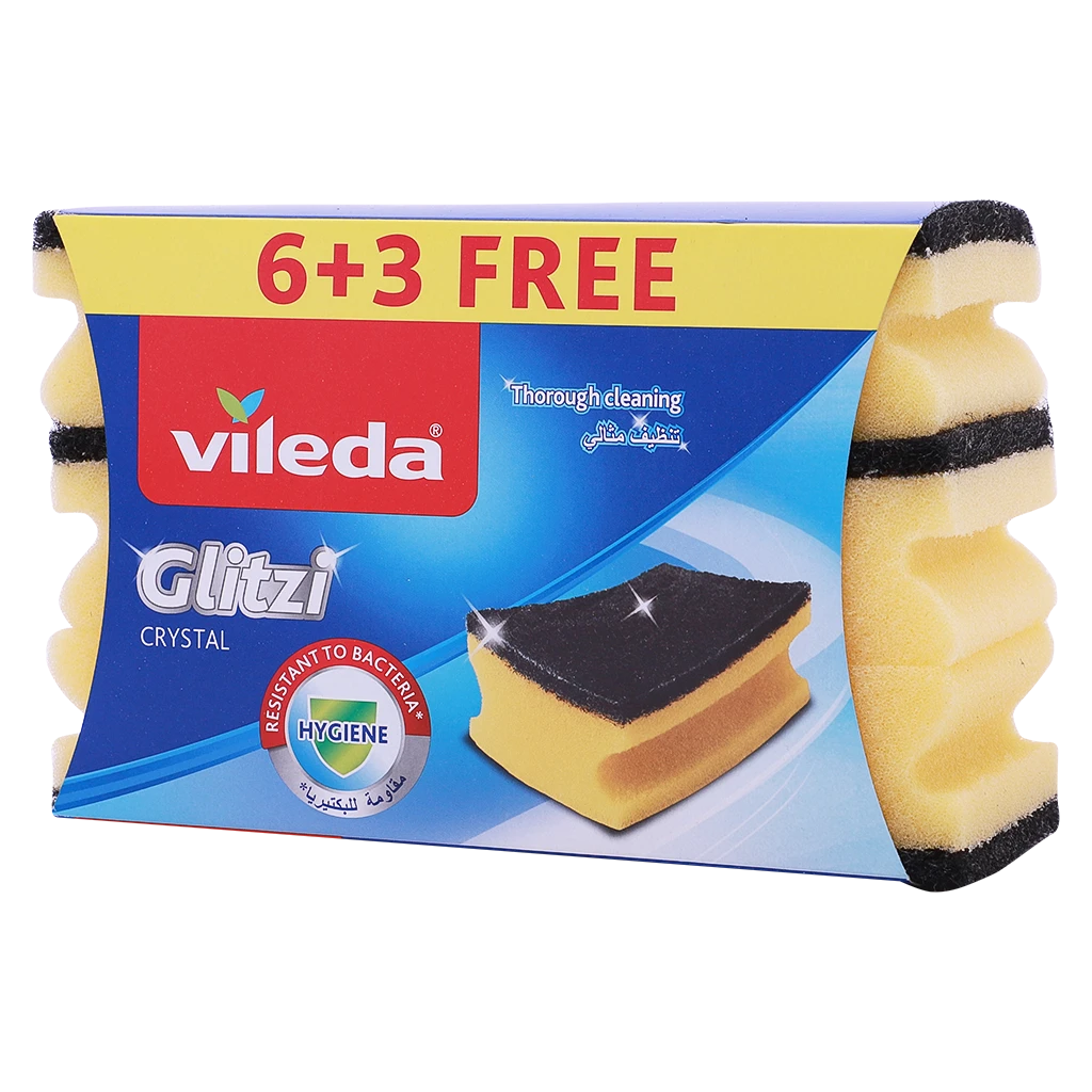 Vileda Glitzi Dishwashing Sponge Pack Of 9 pcs