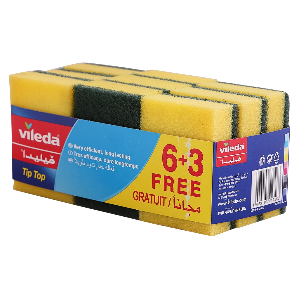 Vileda Tip Top Dishwashing Sponge Pack Of 9 pcs