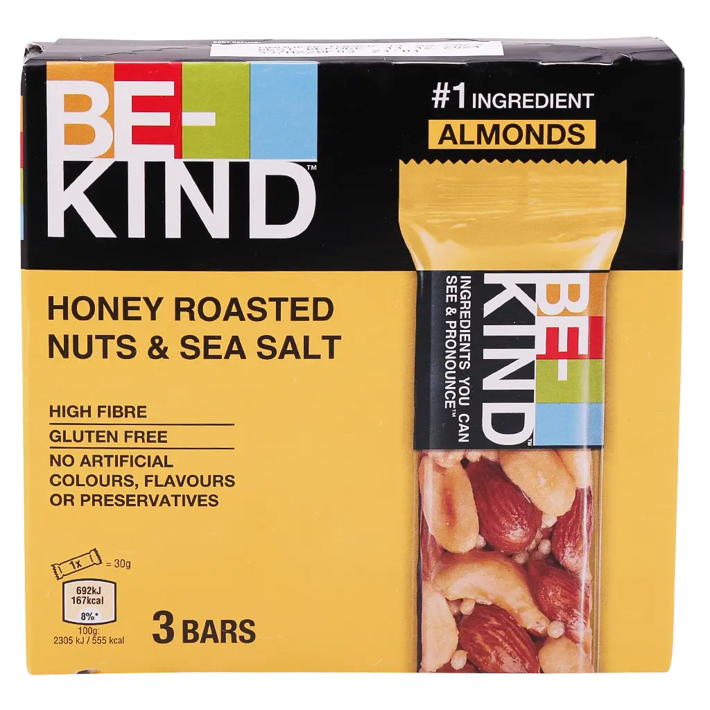 Be Kind Honey Roasted Nuts & Sea Salt Bar Pack 3 x 30gr  - view 2
