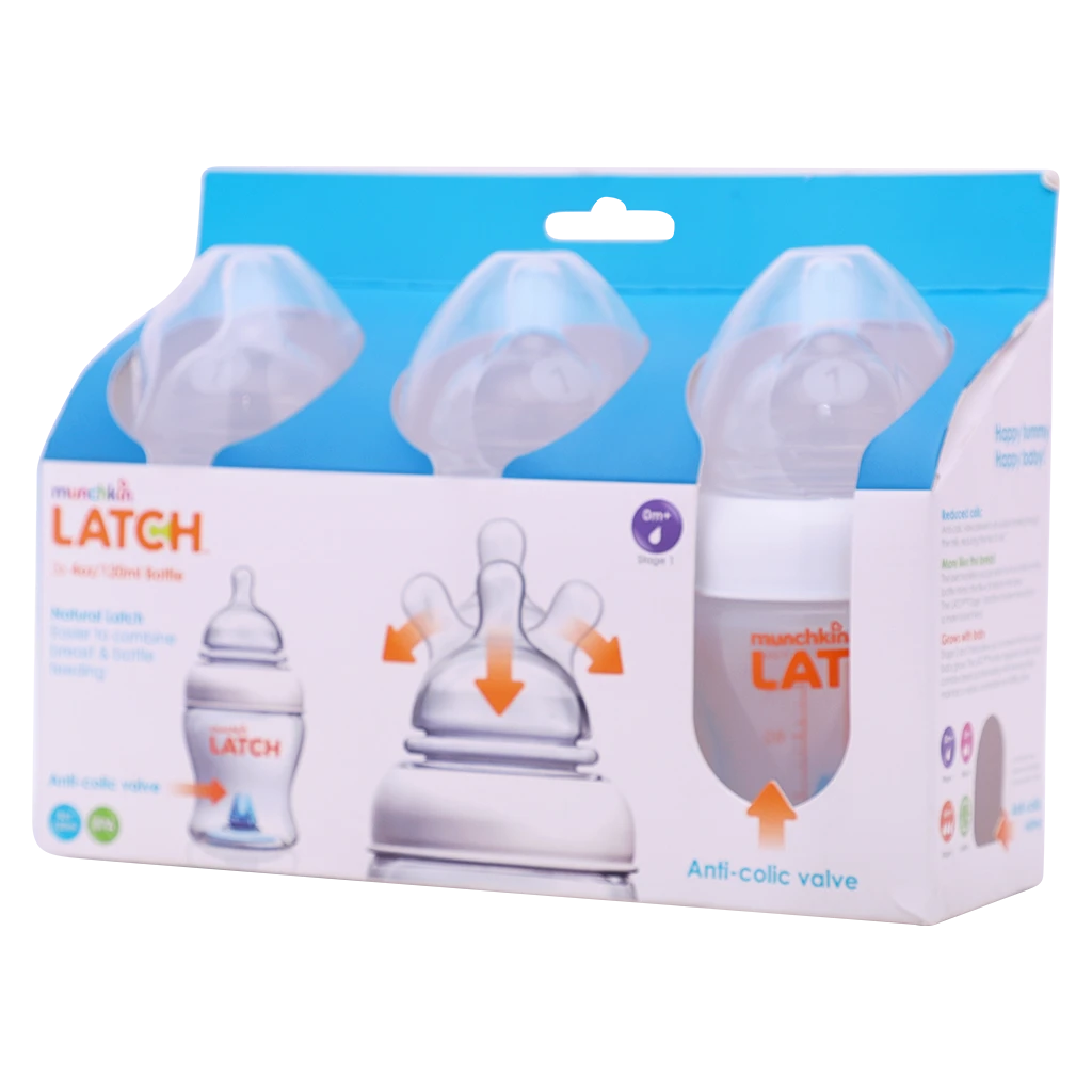 Munchkin Latch Bottle Natural Movement Teat 4oz 3 pcs