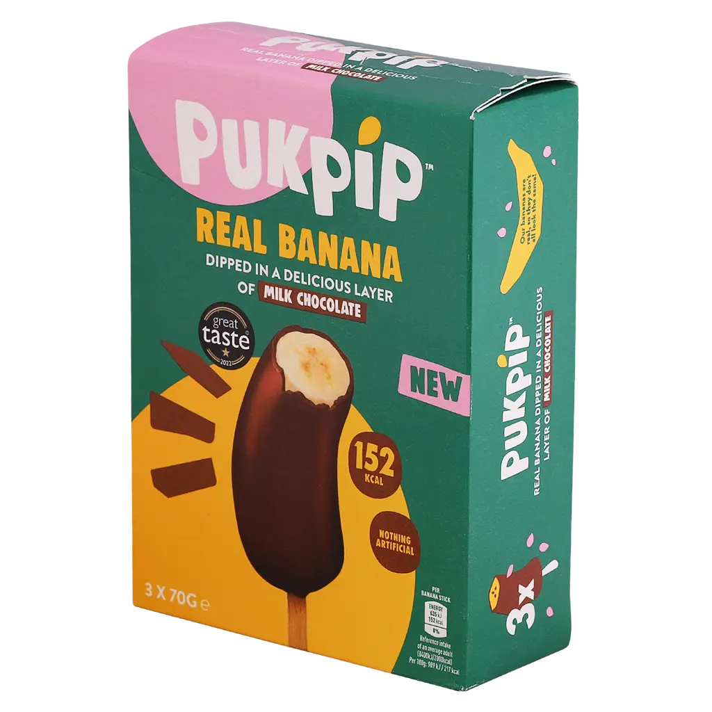 Pukpip Frozen Banana Stick Dipped in Milk Chocolate Coating 3 Pcs 70 gm - view 1